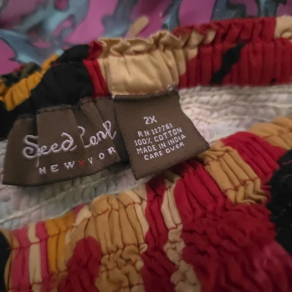 Speed Control Floral Red and Green Women's Pocketed Strapless Dress Sz 2x - Picture 8 of 10